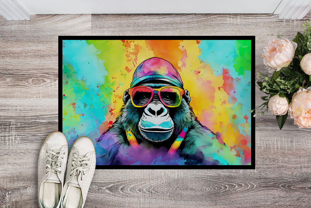 Hippie Animal Gorilla Doormat Indoor Outdoor 24H X 36W Front Door Mat Rugs for Entryway, Non Slip Washable Low Pile,