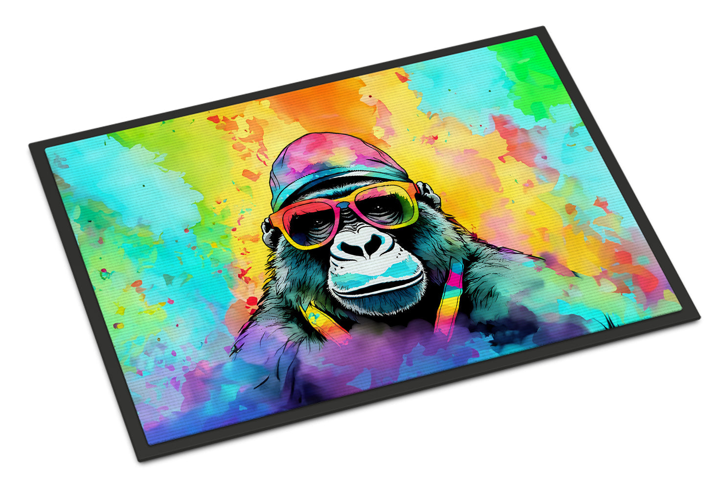 Hippie Animal Gorilla Doormat Indoor Outdoor 18H X 27W Front Door Mat Rugs for Entryway, Non Slip Washable