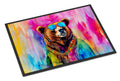 Hippie Animal Grizzly Bear Doormat Indoor Outdoor 18H X 27W Front Door Mat Rugs for Entryway, Non Slip Washable