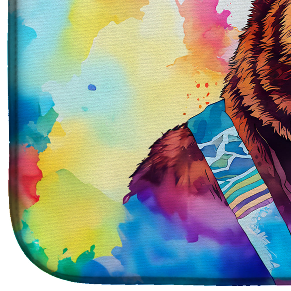 Hippie Animal Grizzly Bear Dish Drying Mat Absorbent Dish Drying Mat Pad for Kitchen Counter Dish Drainer Mat for Countertop, 14 x 21", Multicolor