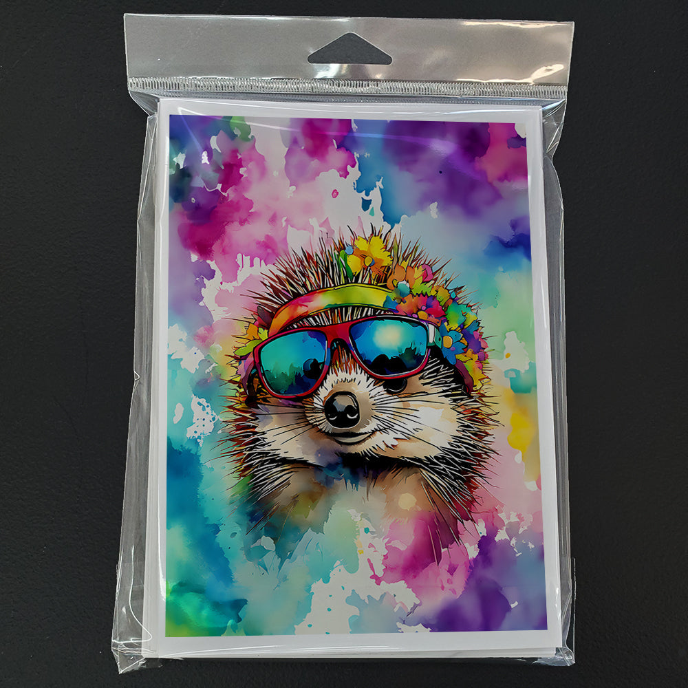 Hippie Animal Hedgehog Greeting Cards Pack of 8 Blank Cards with Envelopes Whimsical A7 Size 5x7