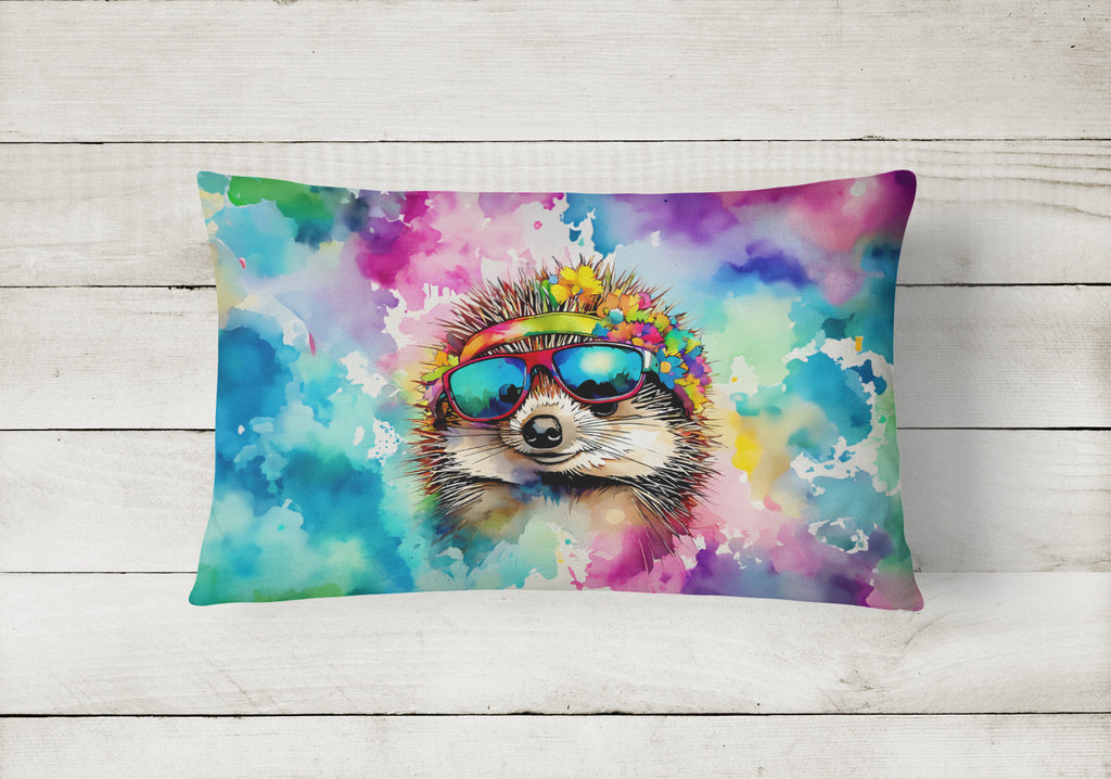 Hippie Animal Hedgehog Decorative Throw Pillow 12x16 Indoor Outdoor Accent Cushion, Fabric Cover with Insert for Sofa, Bed, Porch & Living Room
