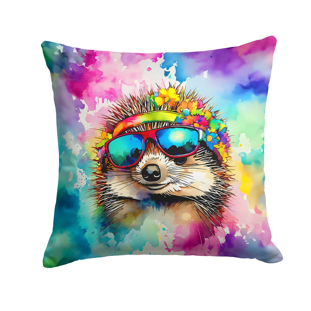 Hippie Animal Hedgehog Decorative Throw Pillow 14x14 Indoor Outdoor Accent Cushion, Fabric Cover with Insert for Sofa, Bed, Porch & Living Room