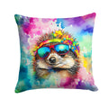 Hippie Animal Hedgehog Decorative Throw Pillow 14x14 Indoor Outdoor Accent Cushion, Fabric Cover with Insert for Sofa, Bed, Porch & Living Room