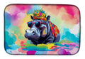 Hippie Animal Hippopotamus Dish Drying Mat Absorbent Dish Drying Mat Pad for Kitchen Counter Dish Drainer Mat for Countertop, 14 x 21", Multicolor
