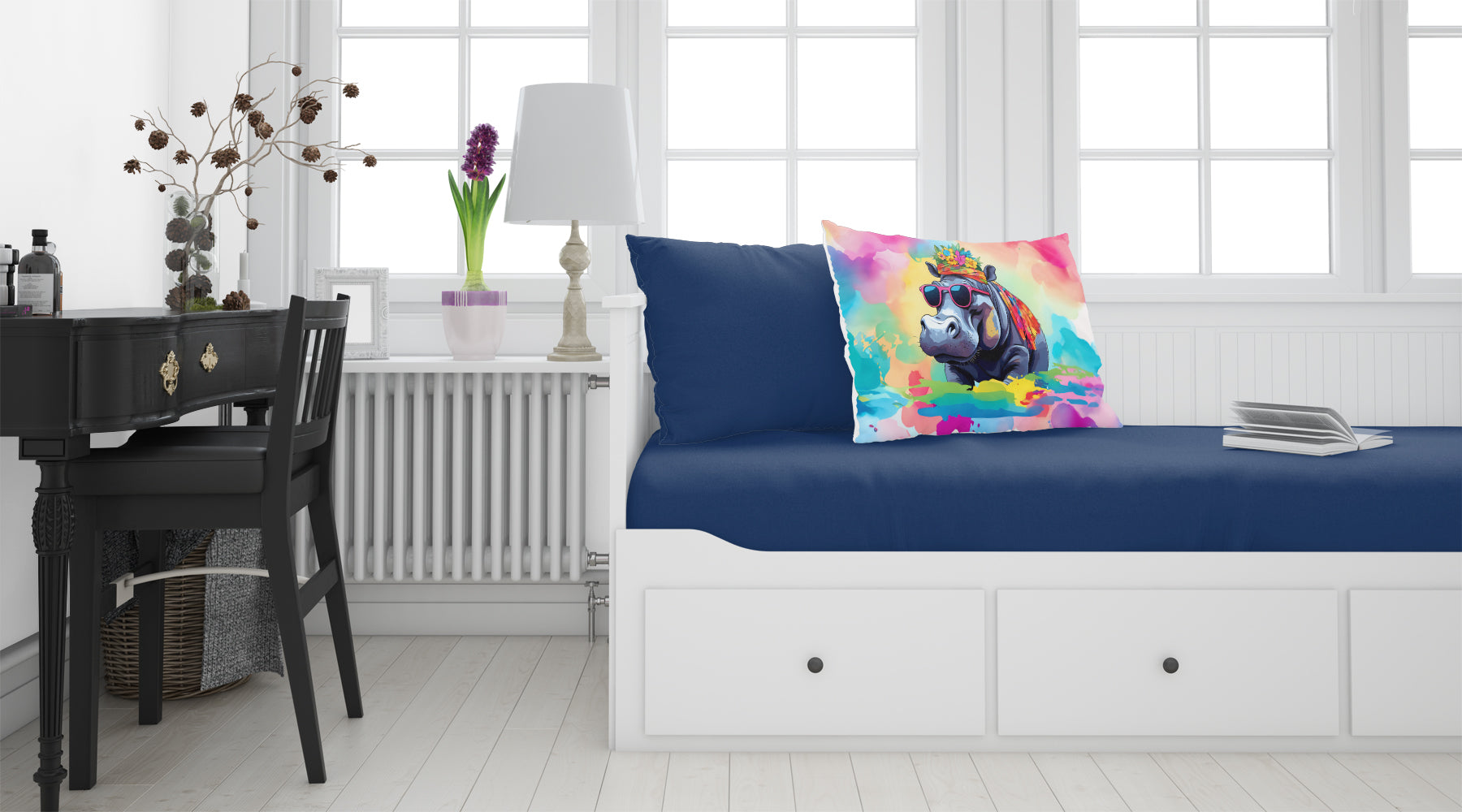 Hippie Animal Hippopotamus Standard Pillowcase Lightweight Super Soft Easy Care Decorative Artwork Pillowcase, Standard