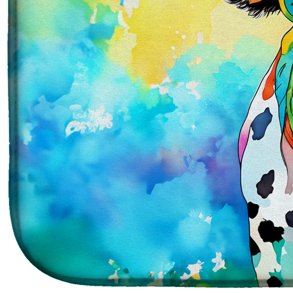 Hippie Animal Cow Dish Drying Mat Absorbent Dish Drying Mat Pad for Kitchen Counter Dish Drainer Mat for Countertop, 14 x 21", Multicolor