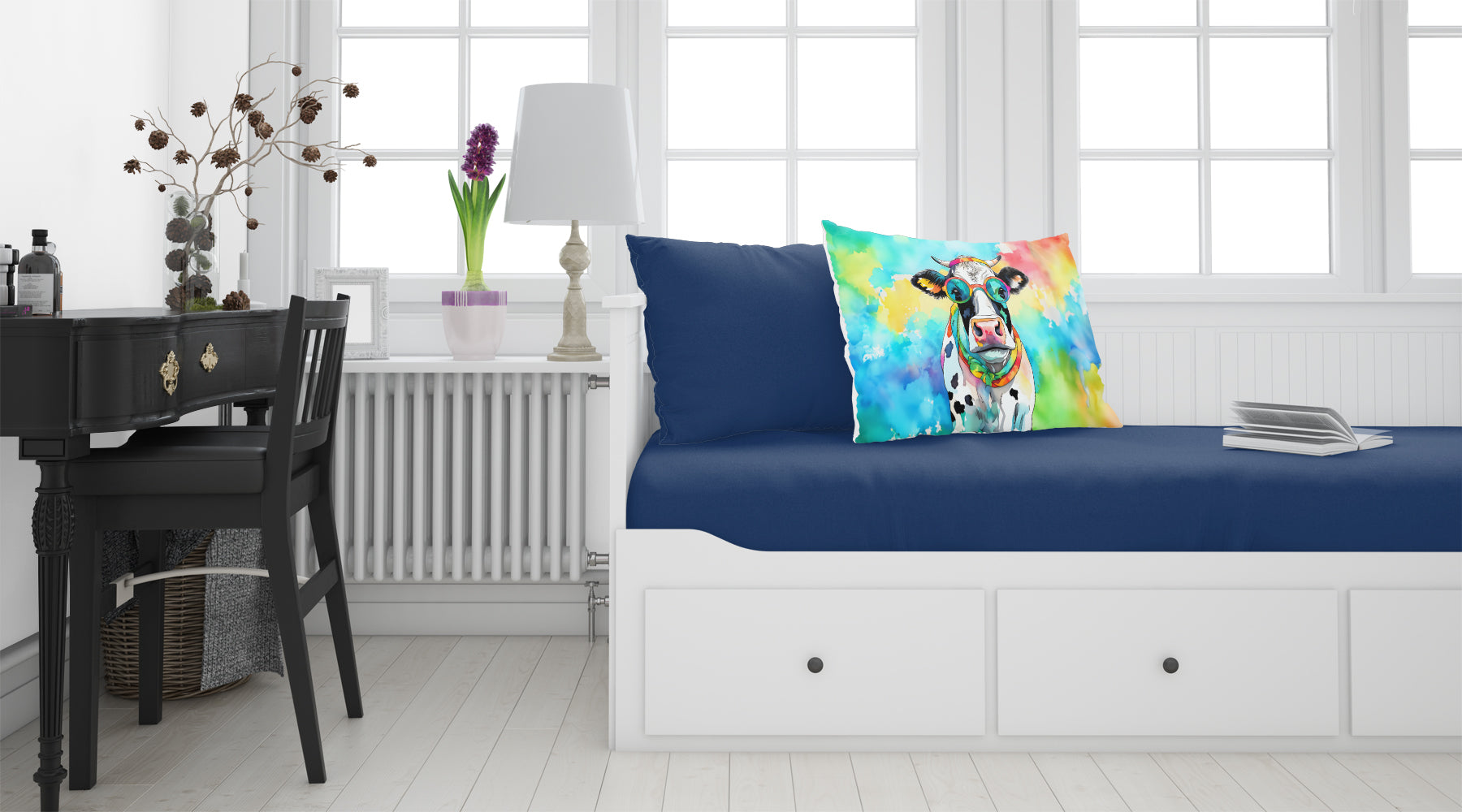 Hippie Animal Cow Standard Pillowcase Lightweight Super Soft Easy Care Decorative Artwork Pillowcase, Standard