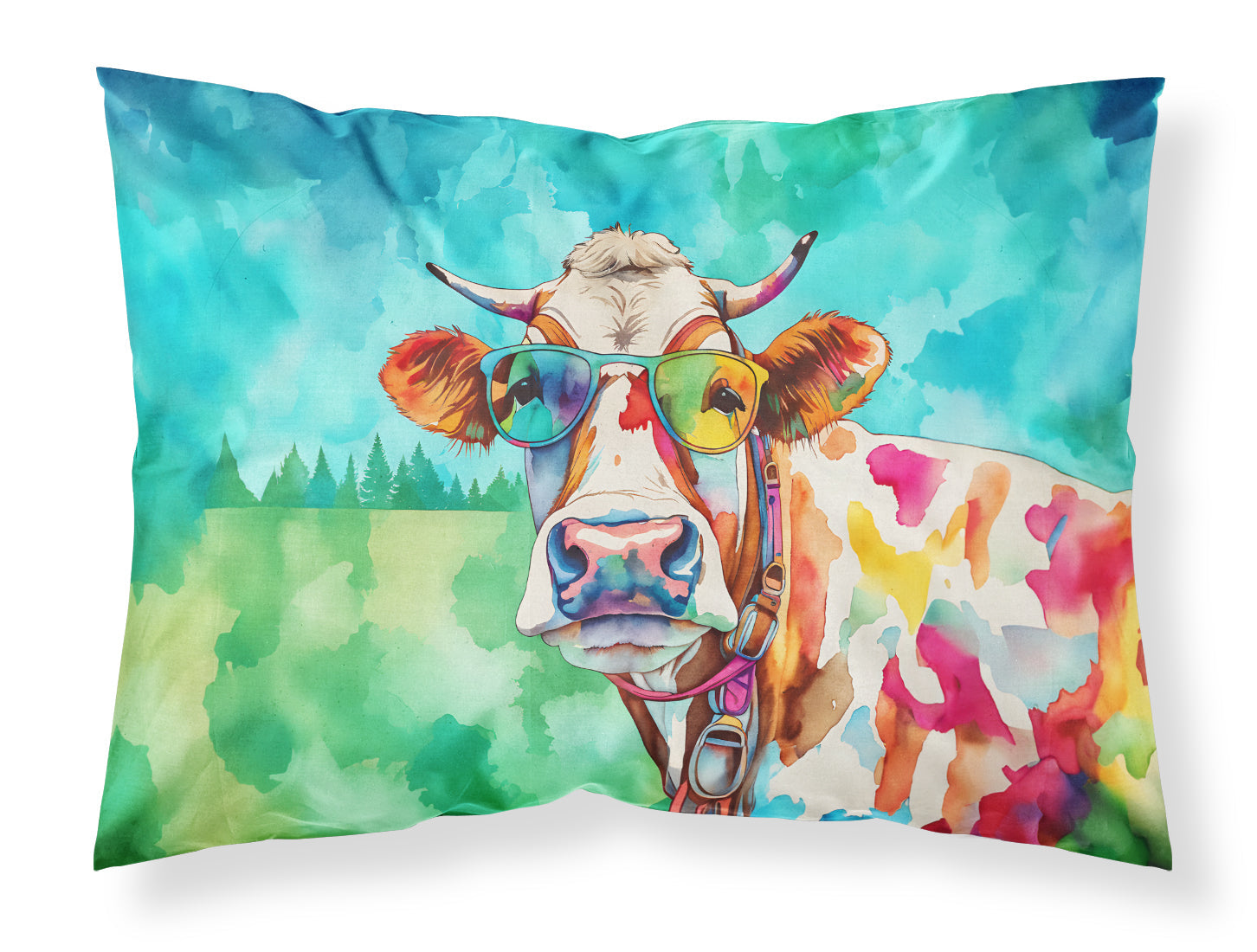 Hippie Animal Cow Standard Pillowcase Lightweight Super Soft Easy Care Decorative Artwork Pillowcase, Standard