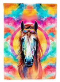 Hippie Animal Horse House Flag 28x40 Porch Sleeve Pole Decorative Outside Yard Banner Artwork Wall Hanging, Polyester