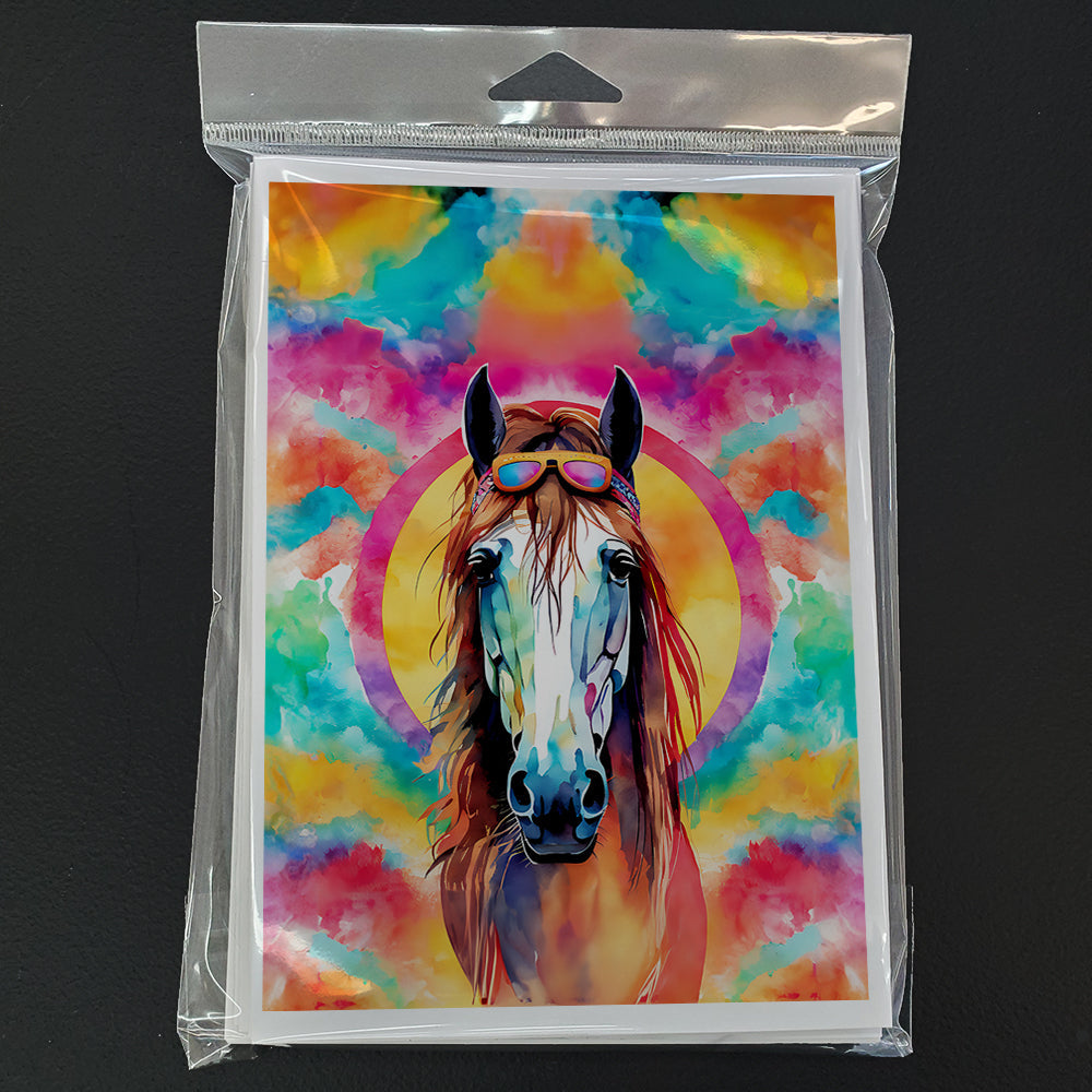 Hippie Animal Horse Greeting Cards Pack of 8 Blank Cards with Envelopes Whimsical A7 Size 5x7