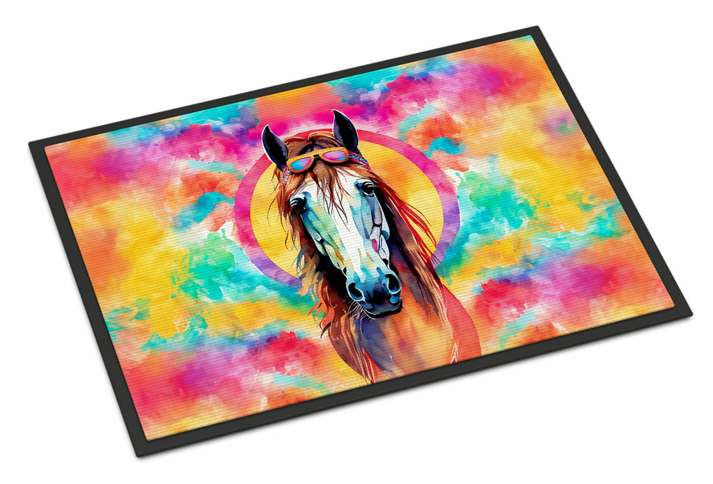 Hippie Animal Horse Doormat Indoor Outdoor 24H X 36W Front Door Mat Rugs for Entryway, Non Slip Washable Low Pile,