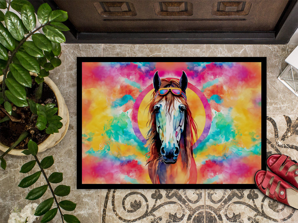Hippie Animal Horse Doormat Indoor Outdoor 24H X 36W Front Door Mat Rugs for Entryway, Non Slip Washable Low Pile,