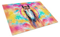 Hippie Animal Horse Cutting Board Tempered Glass Kitchen Cutting Surface, Heat Resistant Chopping, Non-Slip Feet, Food Prep & Serving