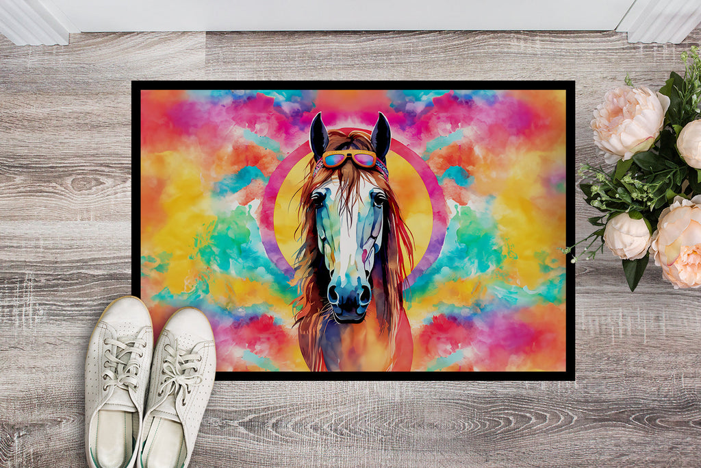 Hippie Animal Horse Doormat Indoor Outdoor 18H X 27W Front Door Mat Rugs for Entryway, Non Slip Washable