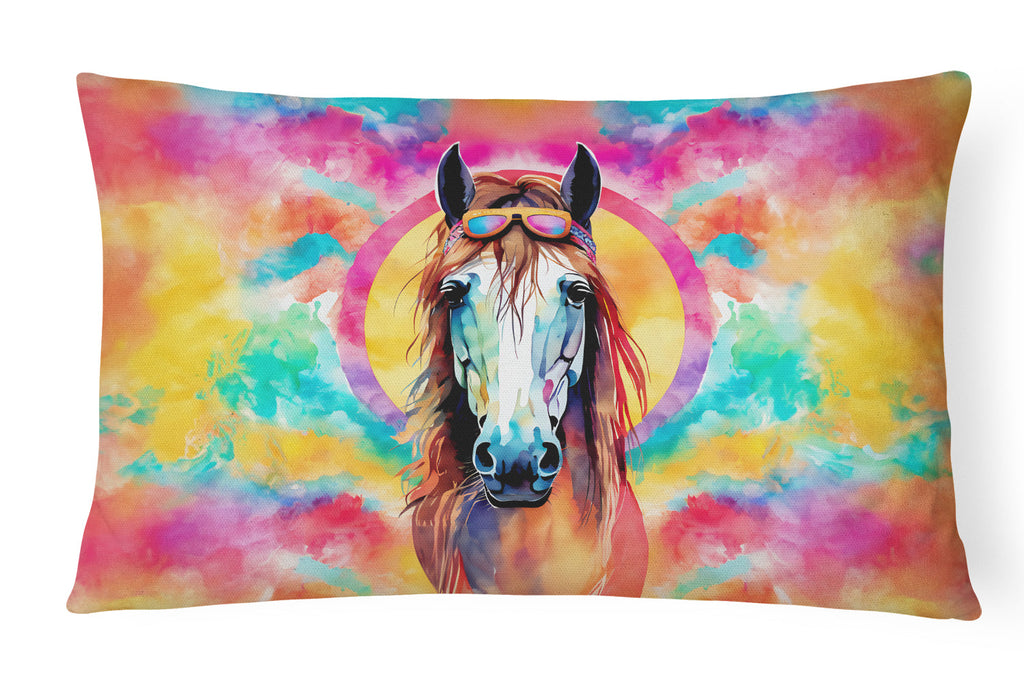 Hippie Animal Horse Decorative Throw Pillow 12x16 Indoor Outdoor Accent Cushion, Fabric Cover with Insert for Sofa, Bed, Porch & Living Room