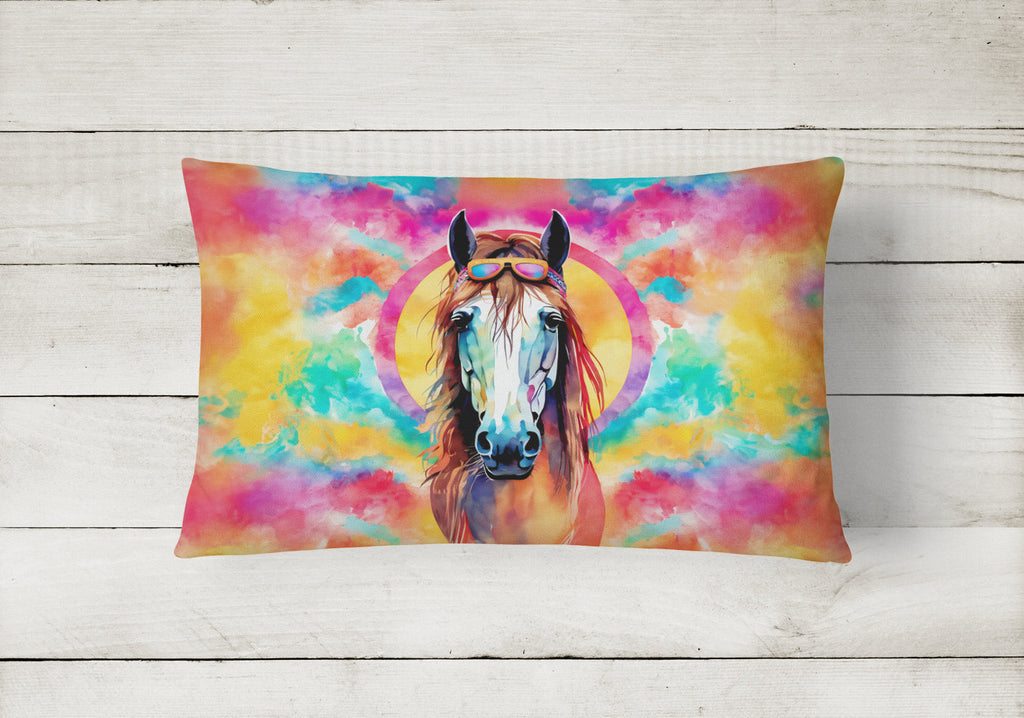 Hippie Animal Horse Decorative Throw Pillow 12x16 Indoor Outdoor Accent Cushion, Fabric Cover with Insert for Sofa, Bed, Porch & Living Room