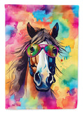 Hippie Animal Horse House Flag 28x40 Porch Sleeve Pole Decorative Outside Yard Banner Artwork Wall Hanging, Polyester