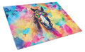 Hippie Animal Horse Cutting Board Tempered Glass Kitchen Cutting Surface, Heat Resistant Chopping, Non-Slip Feet, Food Prep & Serving