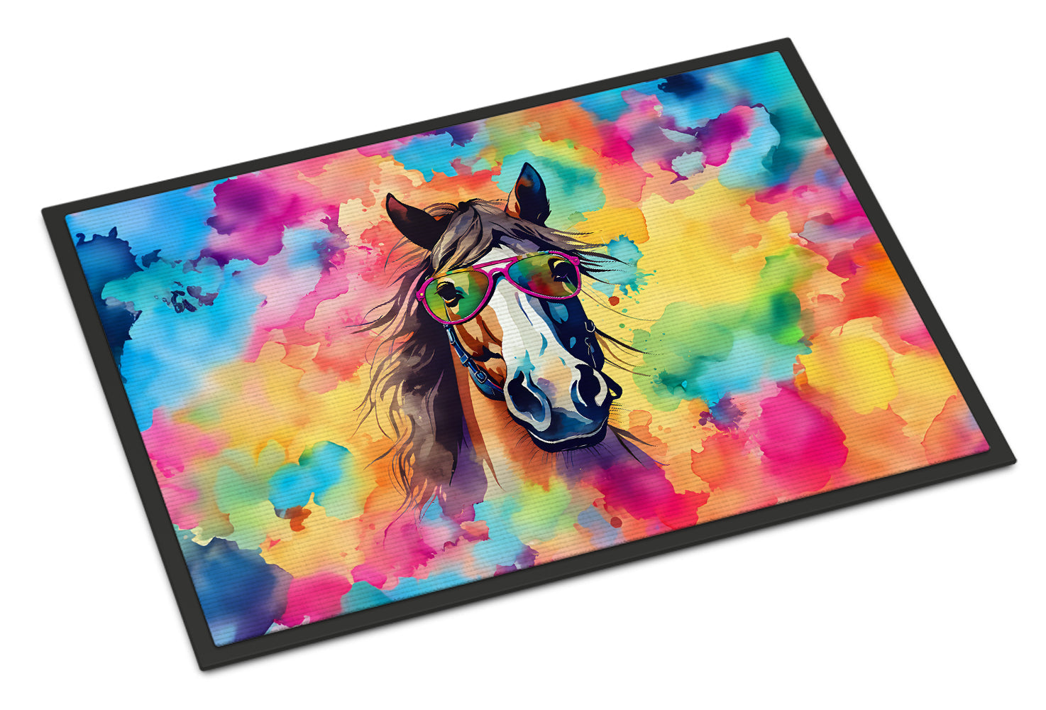 Hippie Animal Horse Doormat Indoor Outdoor 18H X 27W Front Door Mat Rugs for Entryway, Non Slip Washable