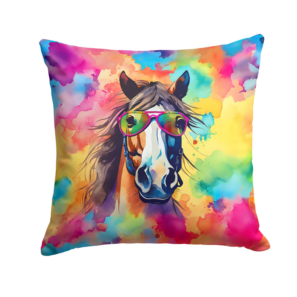 Hippie Animal Horse Decorative Throw Pillow 14x14 Indoor Outdoor Accent Cushion, Fabric Cover with Insert for Sofa, Bed, Porch & Living Room