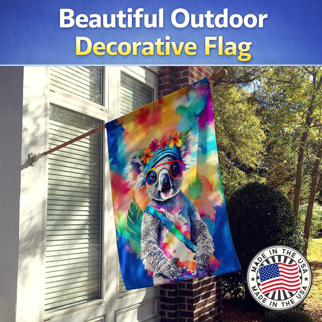 Hippie Animal Koala House Flag 28x40 Porch Sleeve Pole Decorative Outside Yard Banner Artwork Wall Hanging, Polyester