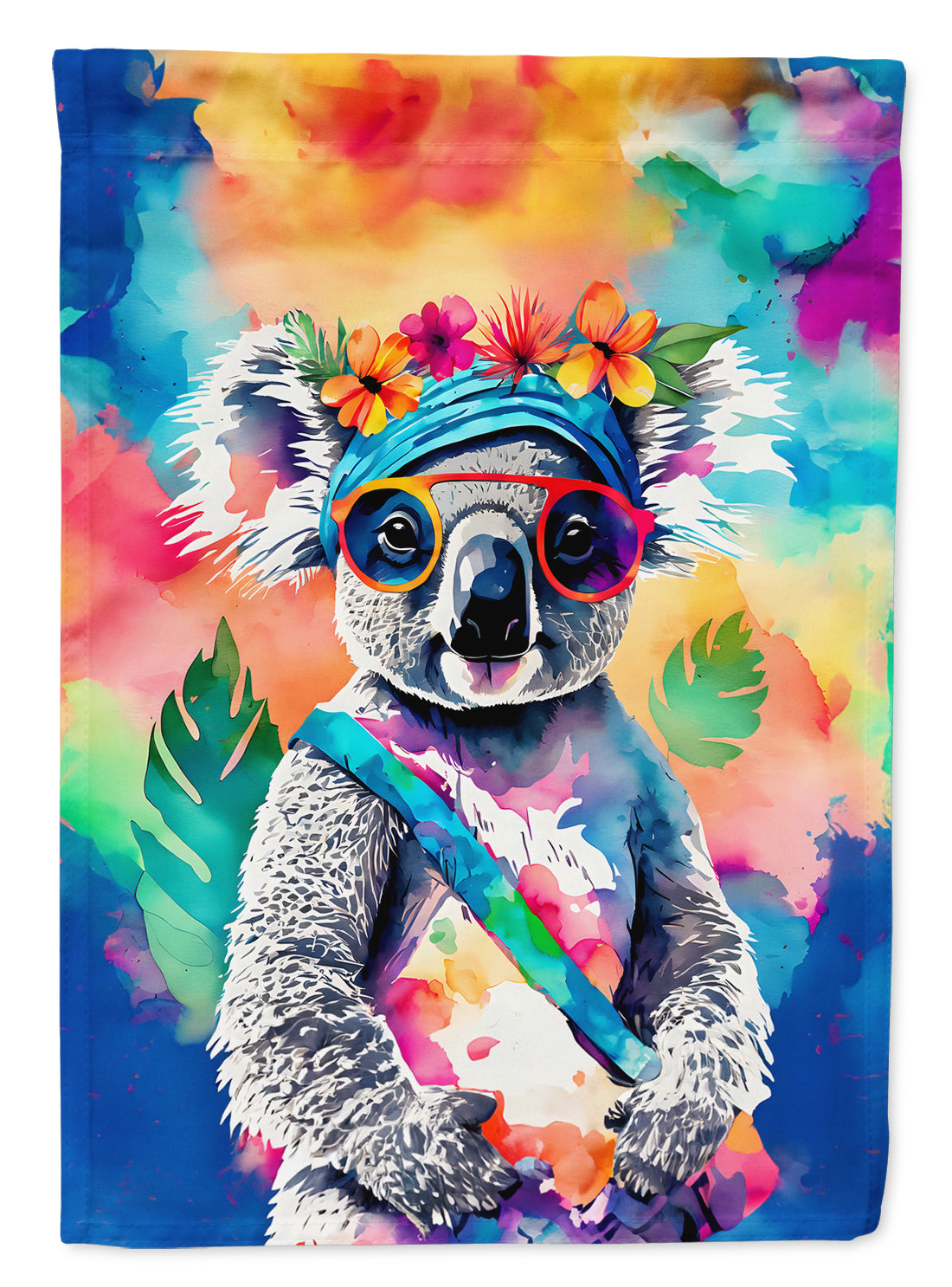 Hippie Animal Koala House Flag 28x40 Porch Sleeve Pole Decorative Outside Yard Banner Artwork Wall Hanging, Polyester