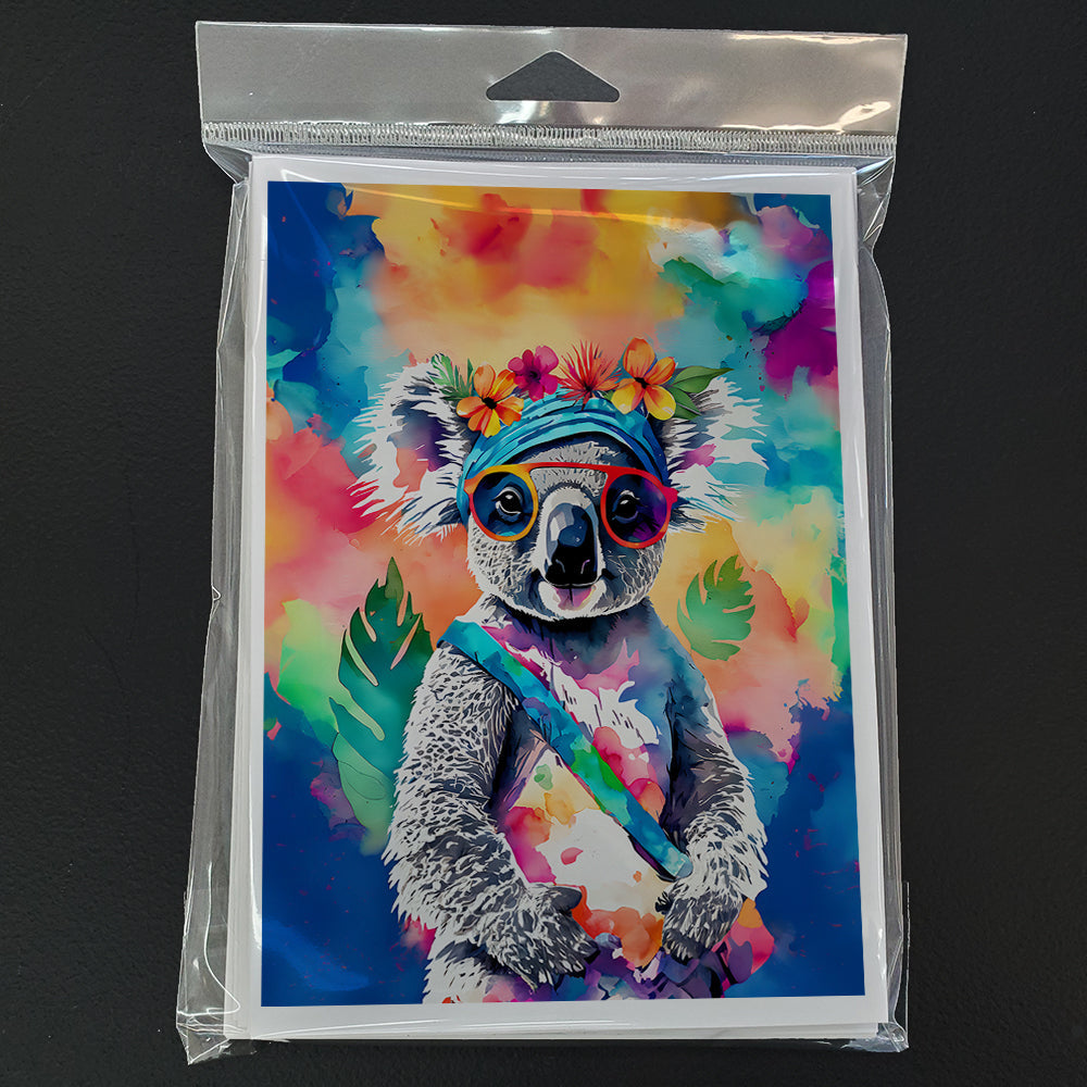 Hippie Animal Koala Greeting Cards Pack of 8 Blank Cards with Envelopes Whimsical A7 Size 5x7