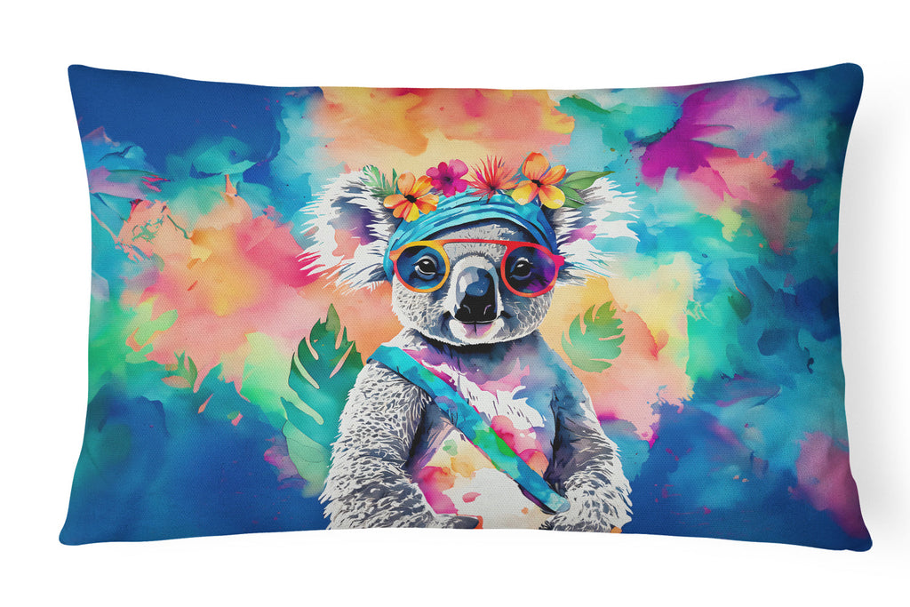 Hippie Animal Koala Decorative Throw Pillow 12x16 Indoor Outdoor Accent Cushion, Fabric Cover with Insert for Sofa, Bed, Porch & Living Room