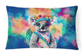 Hippie Animal Koala Decorative Throw Pillow 12x16 Indoor Outdoor Accent Cushion, Fabric Cover with Insert for Sofa, Bed, Porch & Living Room
