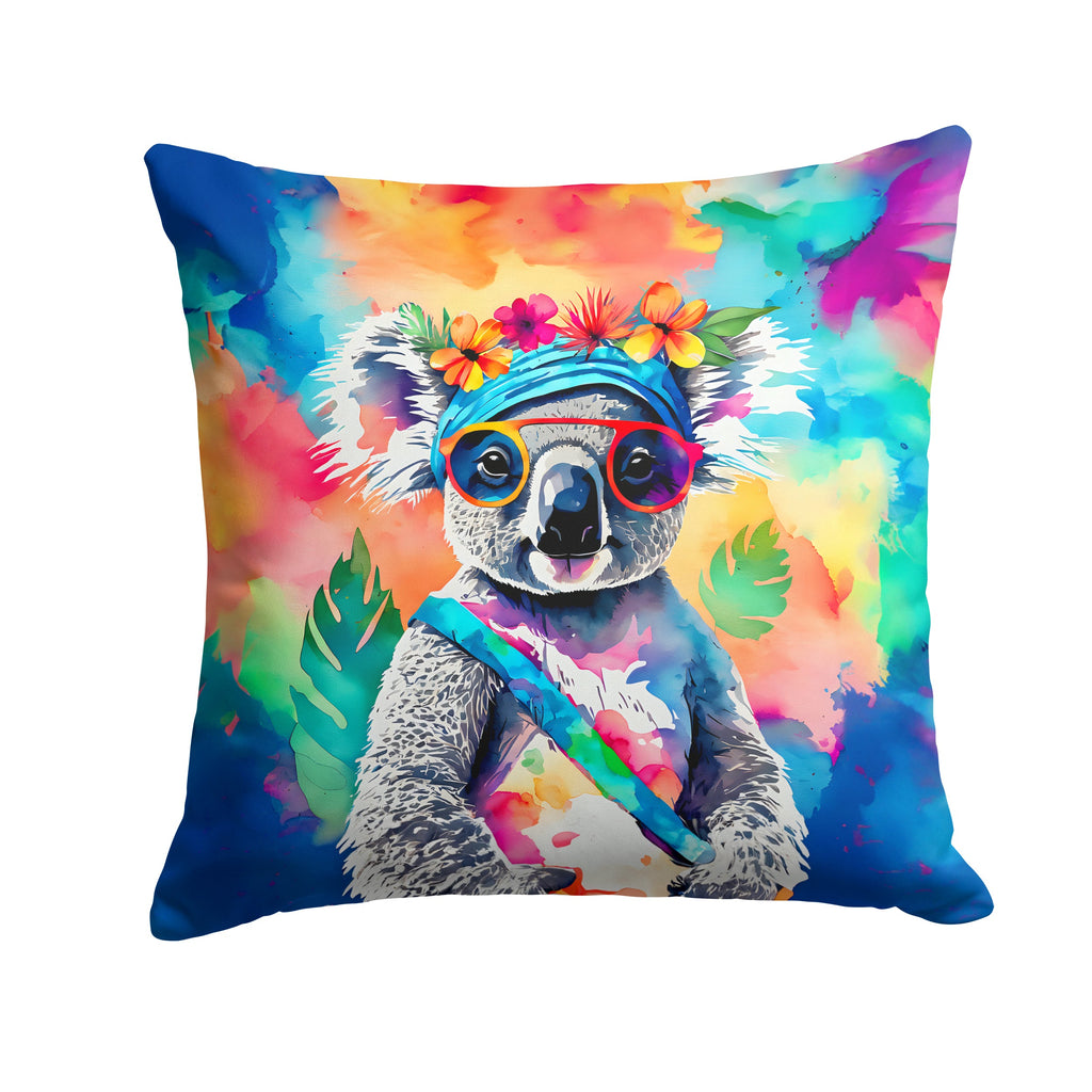 Hippie Animal Koala Decorative Throw Pillow 18x18 Indoor Outdoor Accent Cushion, Fabric Cover with Insert for Sofa, Bed, Porch & Living Room