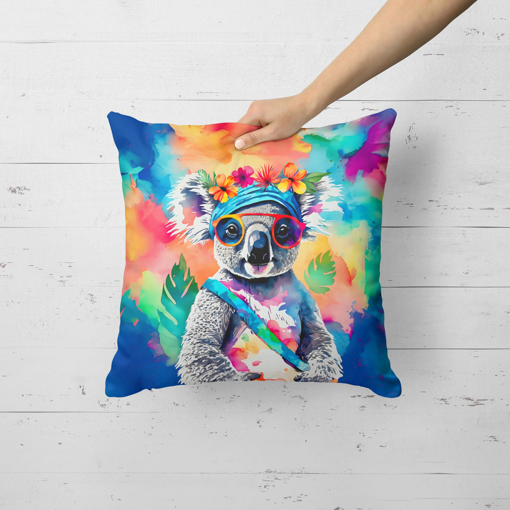 Hippie Animal Koala Decorative Throw Pillow 18x18 Indoor Outdoor Accent Cushion, Fabric Cover with Insert for Sofa, Bed, Porch & Living Room