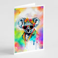 Hippie Animal Koala Greeting Cards Pack of 8 Blank Cards with Envelopes Whimsical A7 Size 5x7