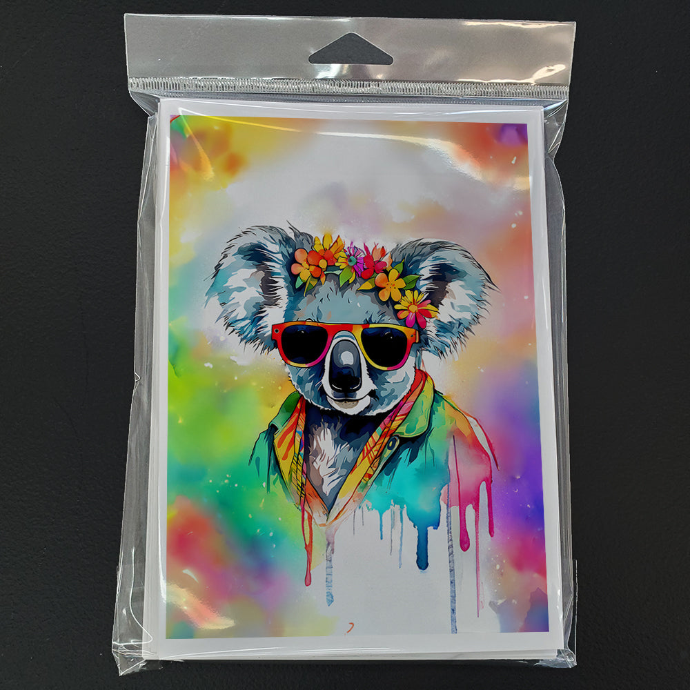 Hippie Animal Koala Greeting Cards Pack of 8 Blank Cards with Envelopes Whimsical A7 Size 5x7