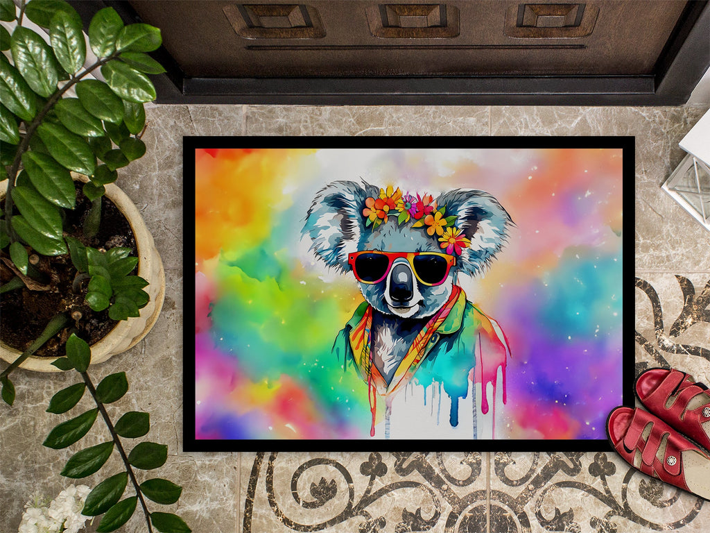 Hippie Animal Koala Doormat Indoor Outdoor 18H X 27W Front Door Mat Rugs for Entryway, Non Slip Washable