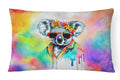 Hippie Animal Koala Decorative Throw Pillow 12x16 Indoor Outdoor Accent Cushion, Fabric Cover with Insert for Sofa, Bed, Porch & Living Room