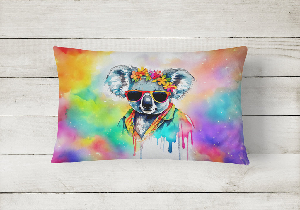 Hippie Animal Koala Decorative Throw Pillow 12x16 Indoor Outdoor Accent Cushion, Fabric Cover with Insert for Sofa, Bed, Porch & Living Room