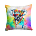 Hippie Animal Koala Decorative Throw Pillow 18x18 Indoor Outdoor Accent Cushion, Fabric Cover with Insert for Sofa, Bed, Porch & Living Room