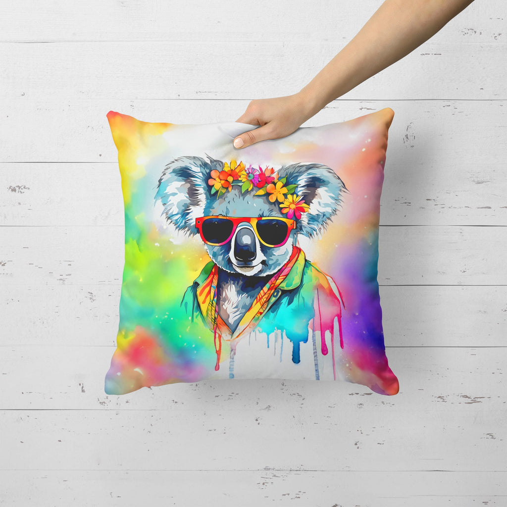 Hippie Animal Koala Decorative Throw Pillow 18x18 Indoor Outdoor Accent Cushion, Fabric Cover with Insert for Sofa, Bed, Porch & Living Room