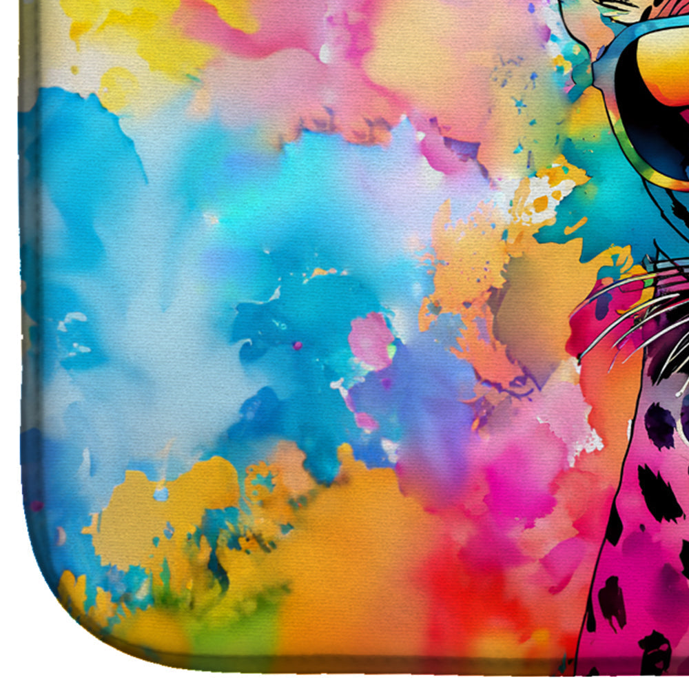 Hippie Animal Leopard Dish Drying Mat Absorbent Dish Drying Mat Pad for Kitchen Counter Dish Drainer Mat for Countertop, 14 x 21", Multicolor