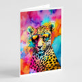 Hippie Animal Leopard Greeting Cards Pack of 8 Blank Cards with Envelopes Whimsical A7 Size 5x7