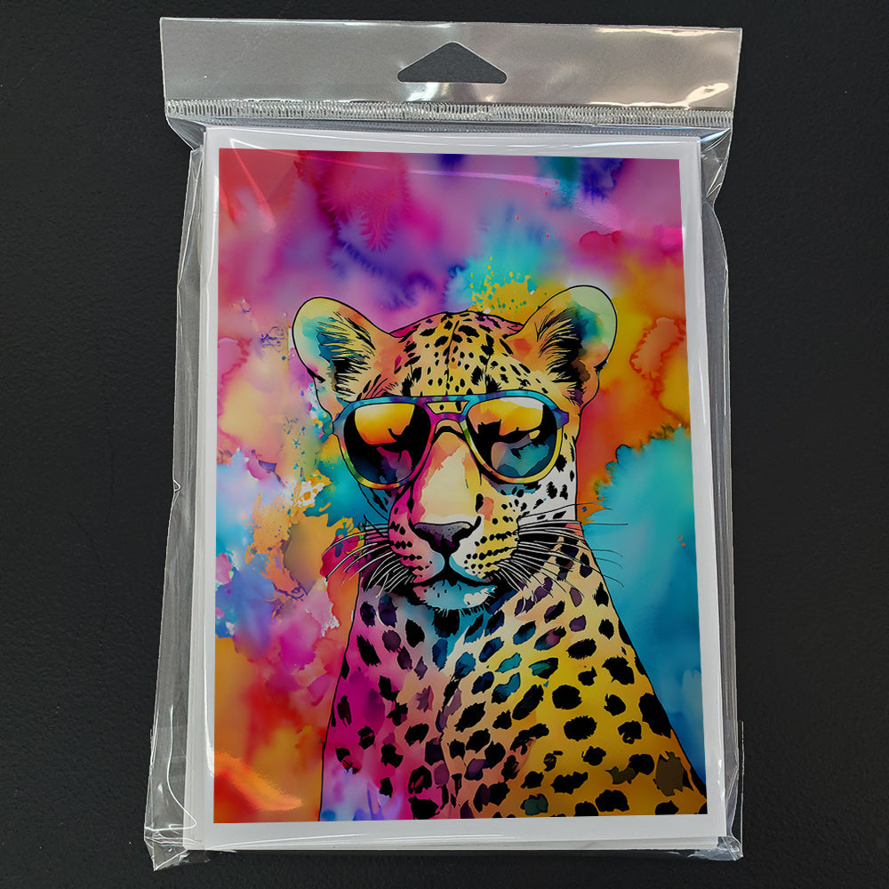 Hippie Animal Leopard Greeting Cards Pack of 8 Blank Cards with Envelopes Whimsical A7 Size 5x7