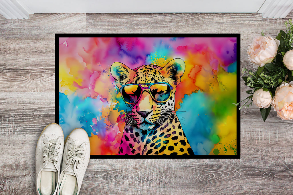 Hippie Animal Leopard Doormat Indoor Outdoor 18H X 27W Front Door Mat Rugs for Entryway, Non Slip Washable