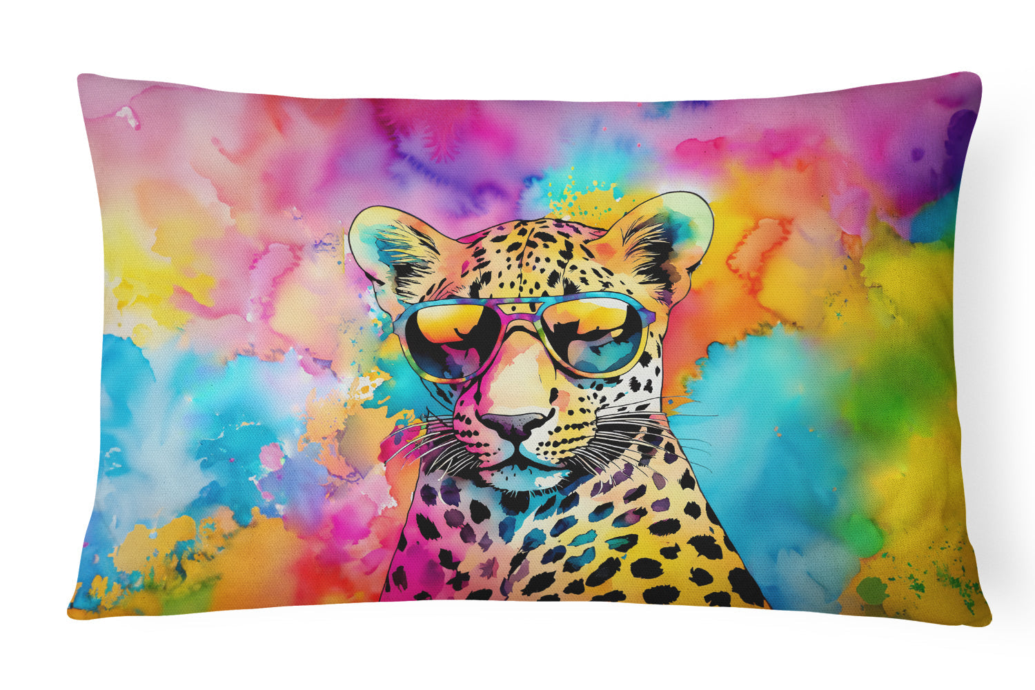 Hippie Animal Leopard Decorative Throw Pillow 12x16 Indoor Outdoor Accent Cushion, Fabric Cover with Insert for Sofa, Bed, Porch & Living Room