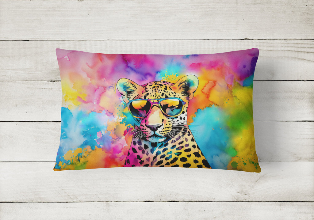 Hippie Animal Leopard Decorative Throw Pillow 12x16 Indoor Outdoor Accent Cushion, Fabric Cover with Insert for Sofa, Bed, Porch & Living Room