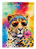 Hippie Animal Leopard House Flag 28x40 Porch Sleeve Pole Decorative Outside Yard Banner Artwork Wall Hanging, Polyester