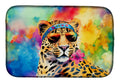 Hippie Animal Leopard Dish Drying Mat Absorbent Dish Drying Mat Pad for Kitchen Counter Dish Drainer Mat for Countertop, 14 x 21", Multicolor