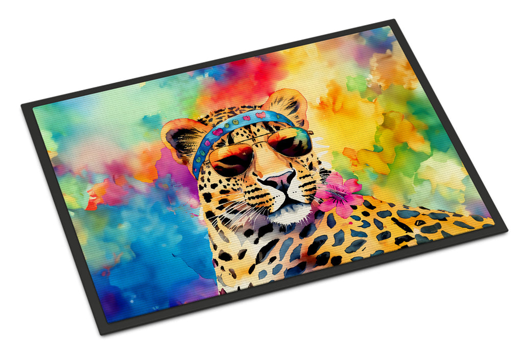 Hippie Animal Leopard Doormat Indoor Outdoor 24H X 36W Front Door Mat Rugs for Entryway, Non Slip Washable Low Pile,