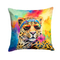 Hippie Animal Leopard Decorative Throw Pillow 18x18 Indoor Outdoor Accent Cushion, Fabric Cover with Insert for Sofa, Bed, Porch & Living Room