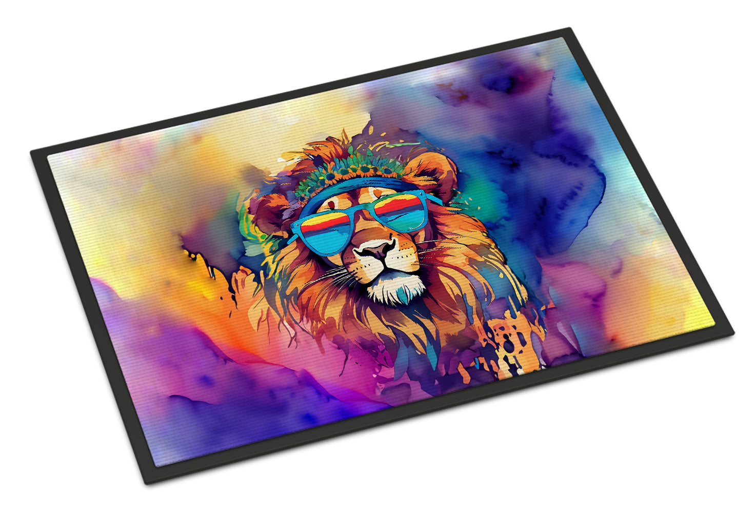 Hippie Animal Lion Doormat Indoor Outdoor 24H X 36W Front Door Mat Rugs for Entryway, Non Slip Washable Low Pile,